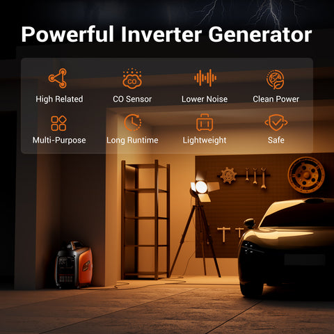 Efurden 2500W/4800W Ultra-Quiet Portable Gas Inverter Generator| EPA Compliant | CO Sensor | ECO Mode