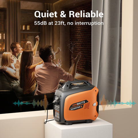 Efurden 2500W/4800W Ultra-Quiet Portable Gas Inverter Generator| EPA Compliant | CO Sensor | ECO Mode