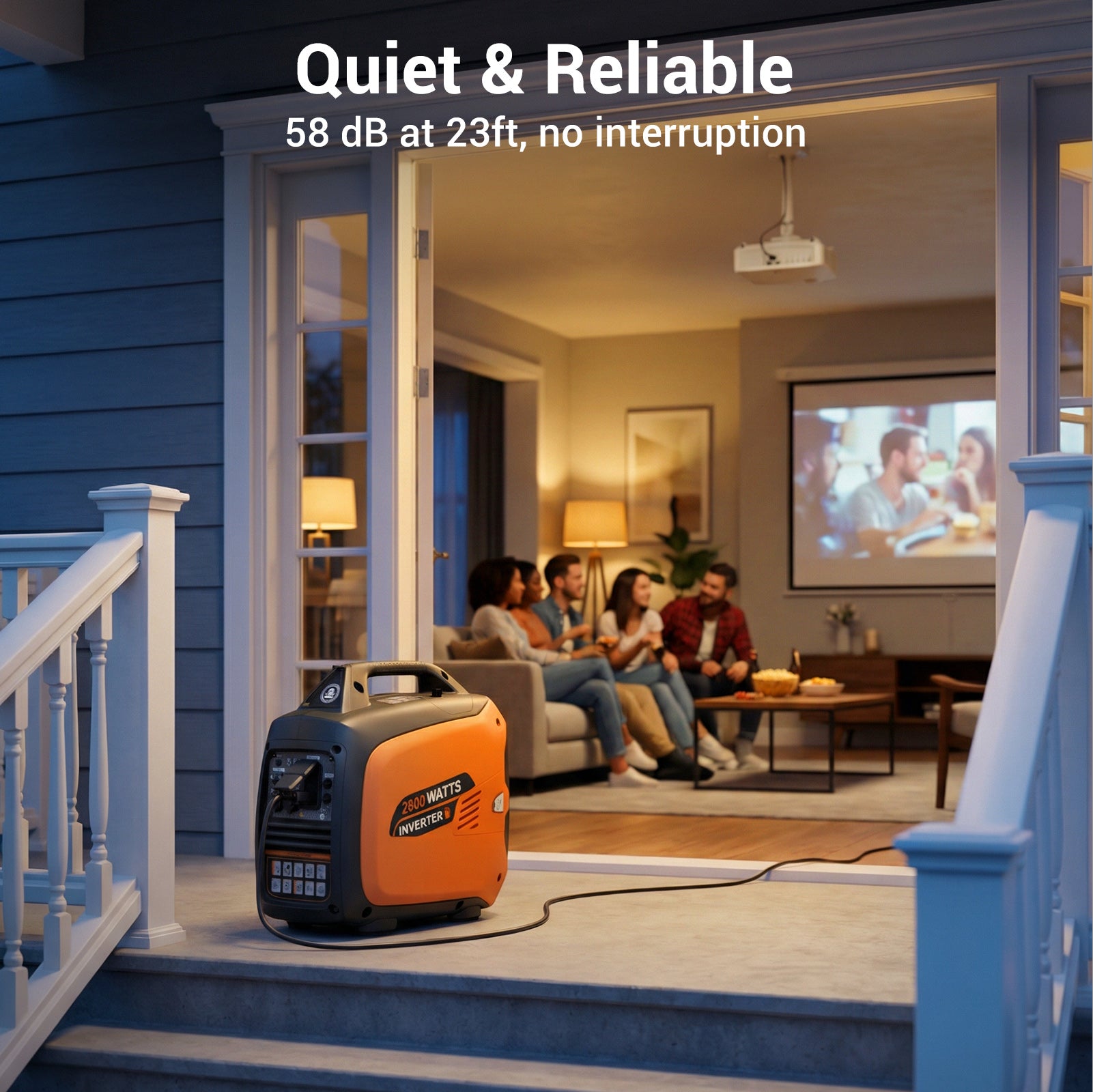 Efurden 2800W Portable Inverter Generator – Ultra-Quiet Gas Powered with ECO Mode & CO Sensor, EPA Compliant for RV, Camping & Home Backup