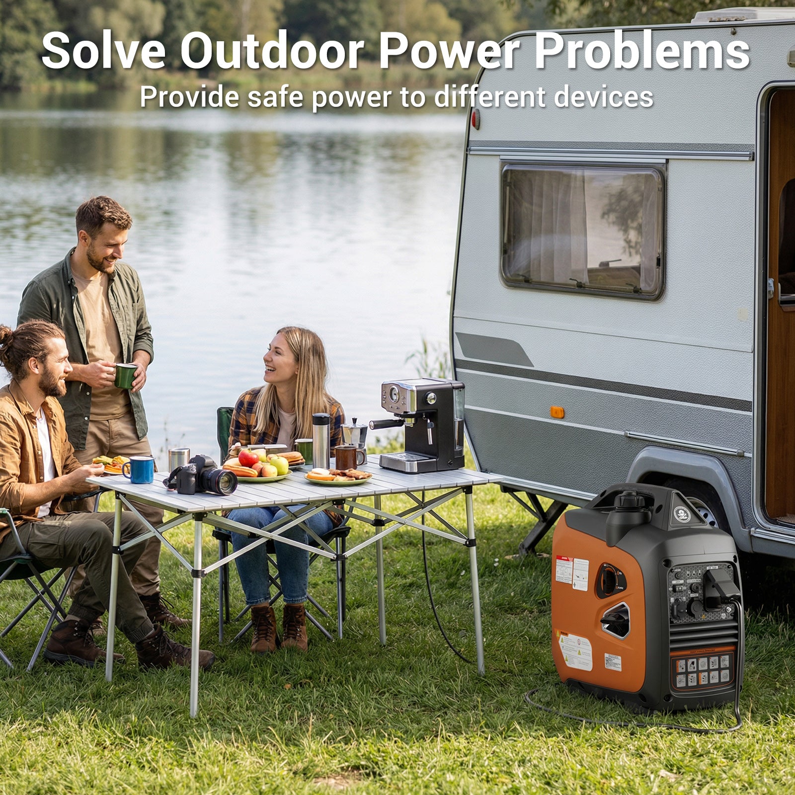 Efurden 2800W Portable Inverter Generator – Ultra-Quiet Gas Powered with ECO Mode & CO Sensor, EPA Compliant for RV, Camping & Home Backup