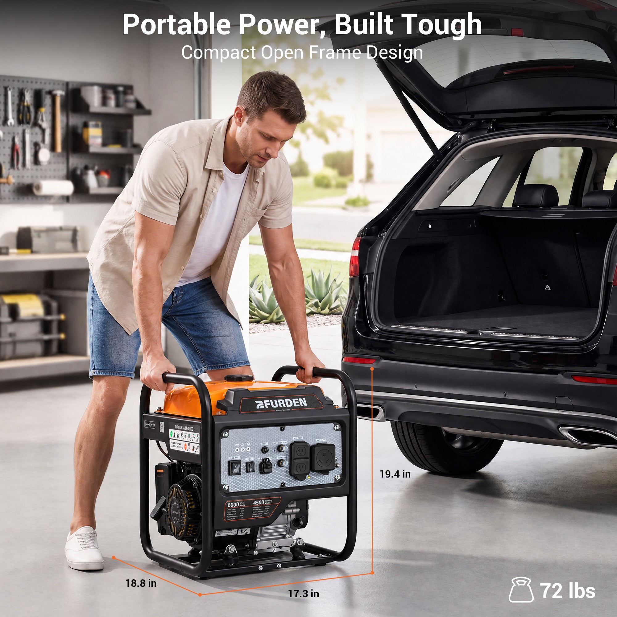 Efurden 6000W Portable Gasoline Inverter Generator