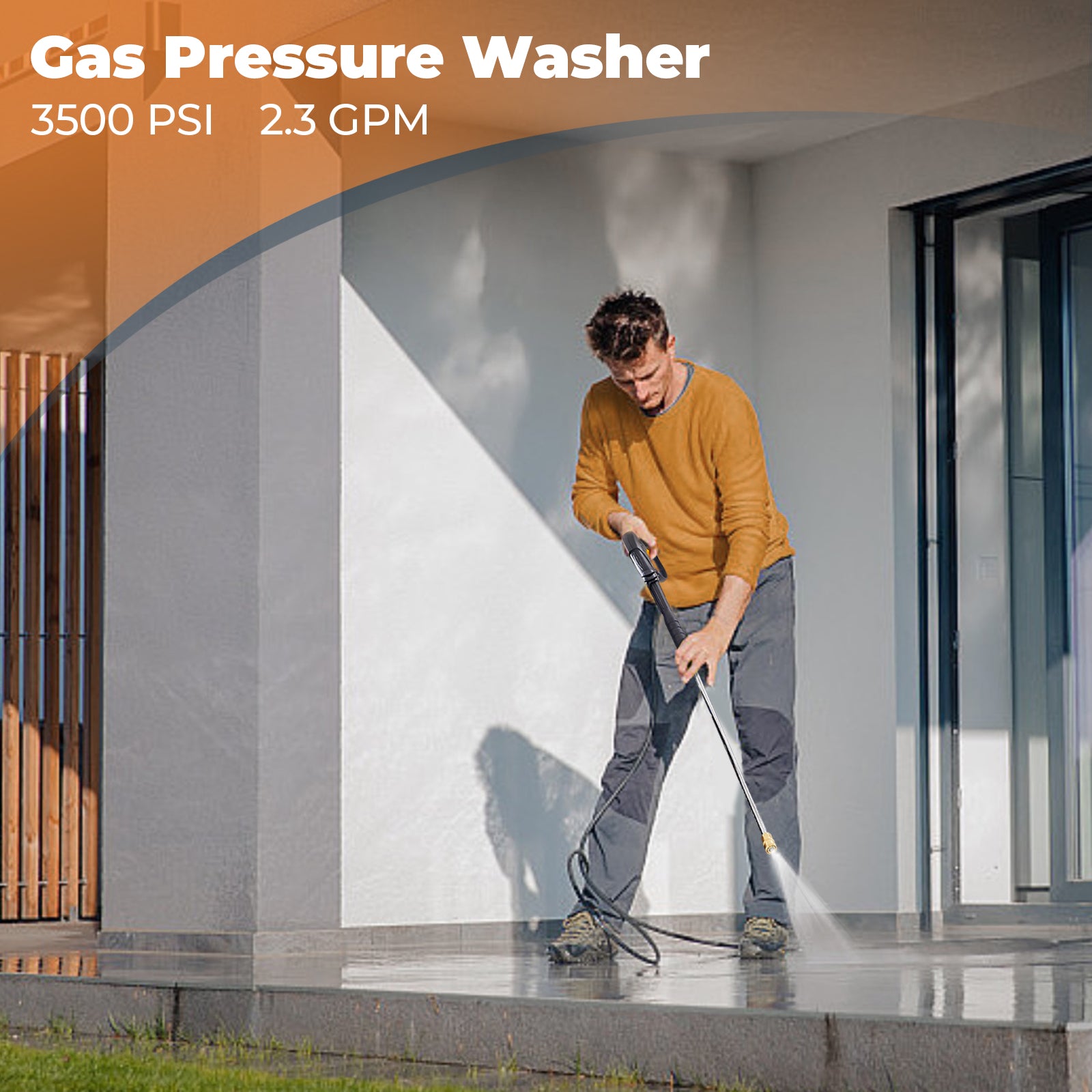 Efurden 3600 PSI 2.3 GPM Gas Pressure Washer with 209cc OHV Engine – for Walls, Terraces, Vehicles, and Garden