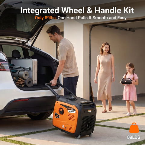 Efurden 7000W Quiet Inverter Generator, Gas Powered Generator for Home Backup and Outdoor Camping, 30A RV Ready, Portable with Wheels