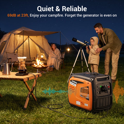Efurden 7000W Quiet Inverter Generator, Gas Powered Generator for Home Backup and Outdoor Camping, 30A RV Ready, Portable with Wheels