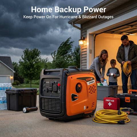 Efurden 7000W Quiet Inverter Generator, Gas Powered Generator for Home Backup and Outdoor Camping, 30A RV Ready, Portable with Wheels