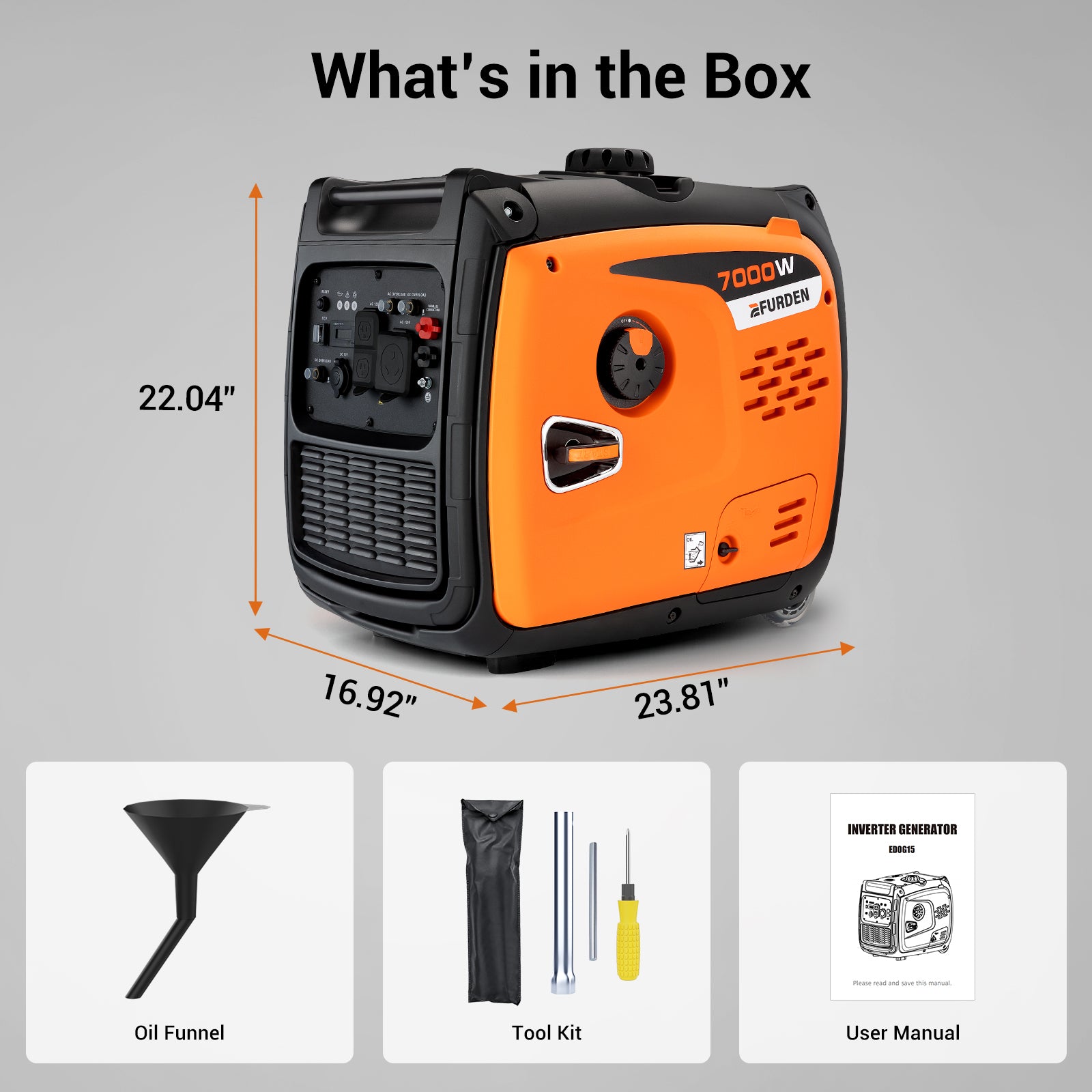 Efurden 7000W Quiet Portable Gasoline Inverter Generator