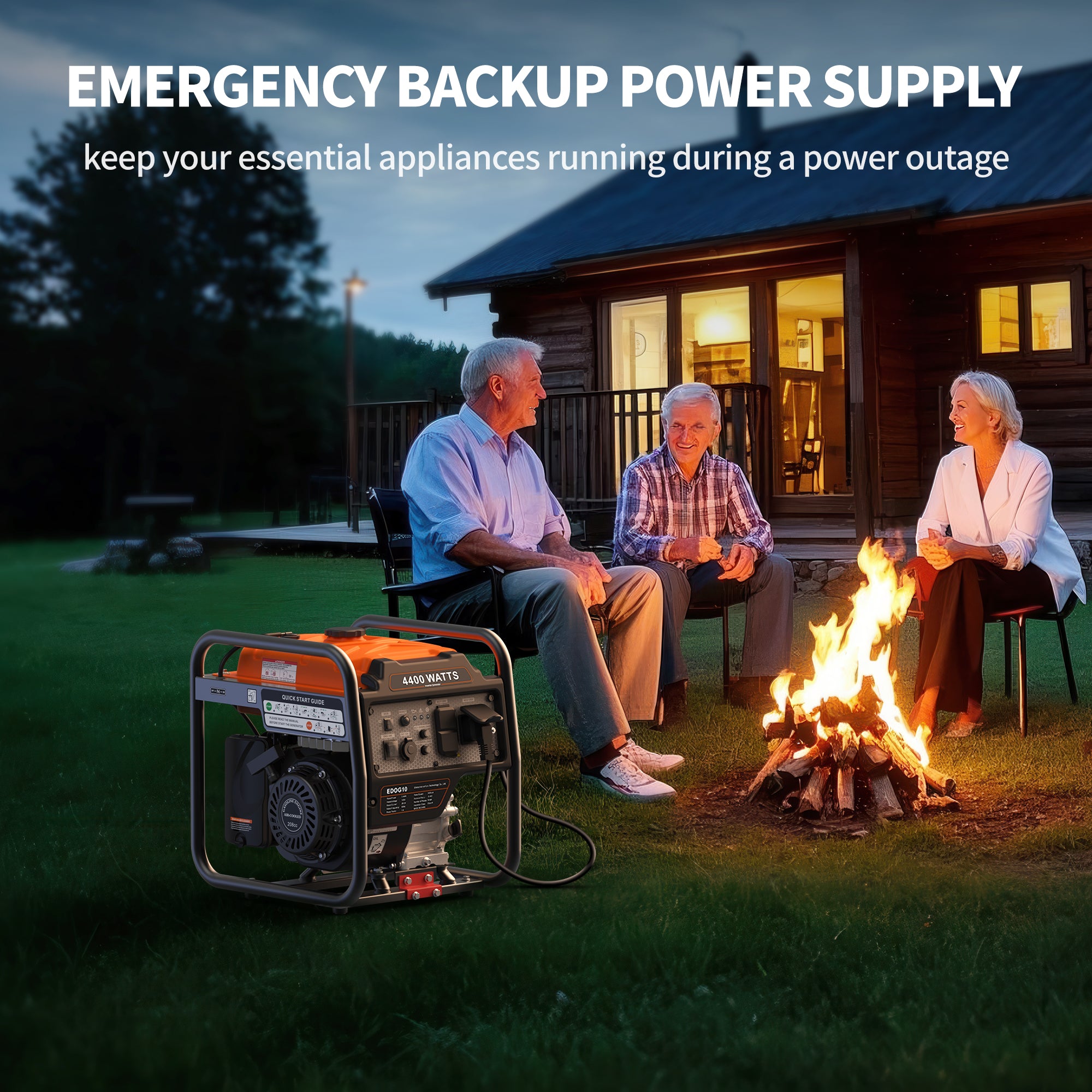 Efurden Portable Inverter Generator, Gas Powered Generator with ECO Mode for Home Use and Camping, RV Ready, Low Noise