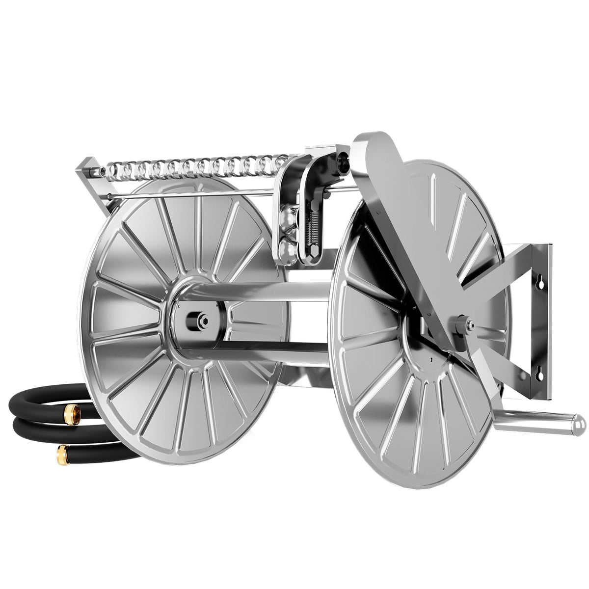 Efurden Stainless Steel Garden Hose Reel with 5 Ft Leader Hose