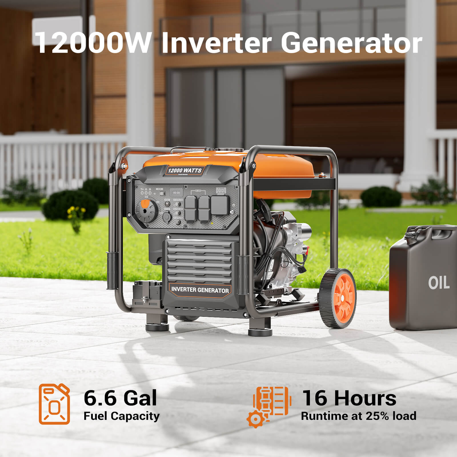 Efurden 12000W Gasoline Inverter Generator | Electric Start | EPA Compliant – for Whole House Backup, Jobsite, Large Events