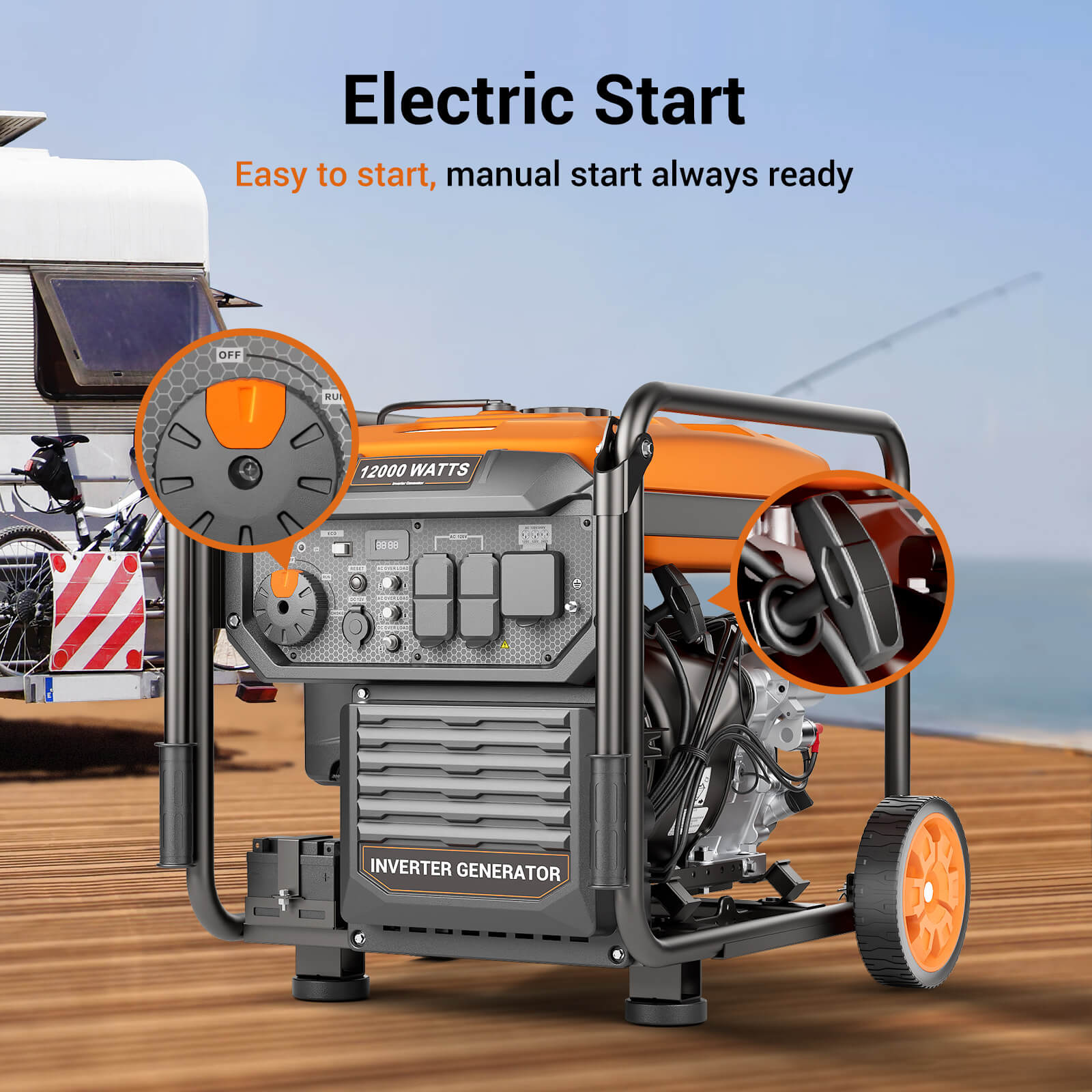 Efurden 12000W Gasoline Inverter Generator | Electric Start | EPA Compliant – for Whole House Backup, Jobsite, Large Events