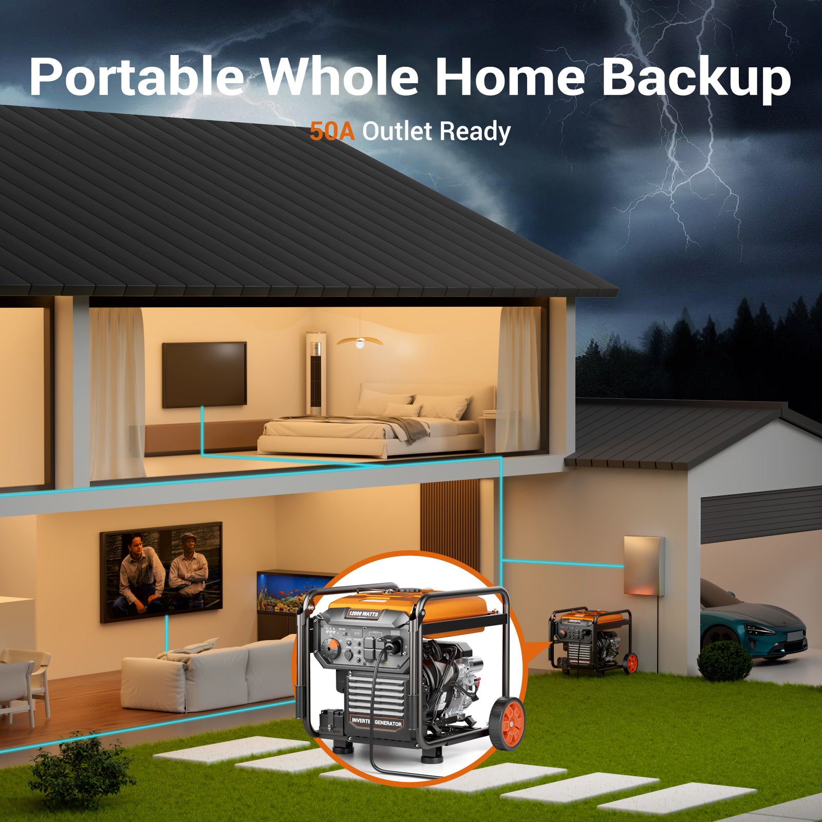 Efurden 12000W Portable Gasoline Inverter Generator
