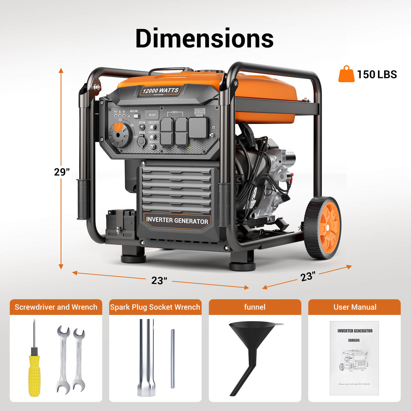 Efurden 12000W Gasoline Inverter Generator | Electric Start | EPA Compliant – for Whole House Backup, Jobsite, Large Events