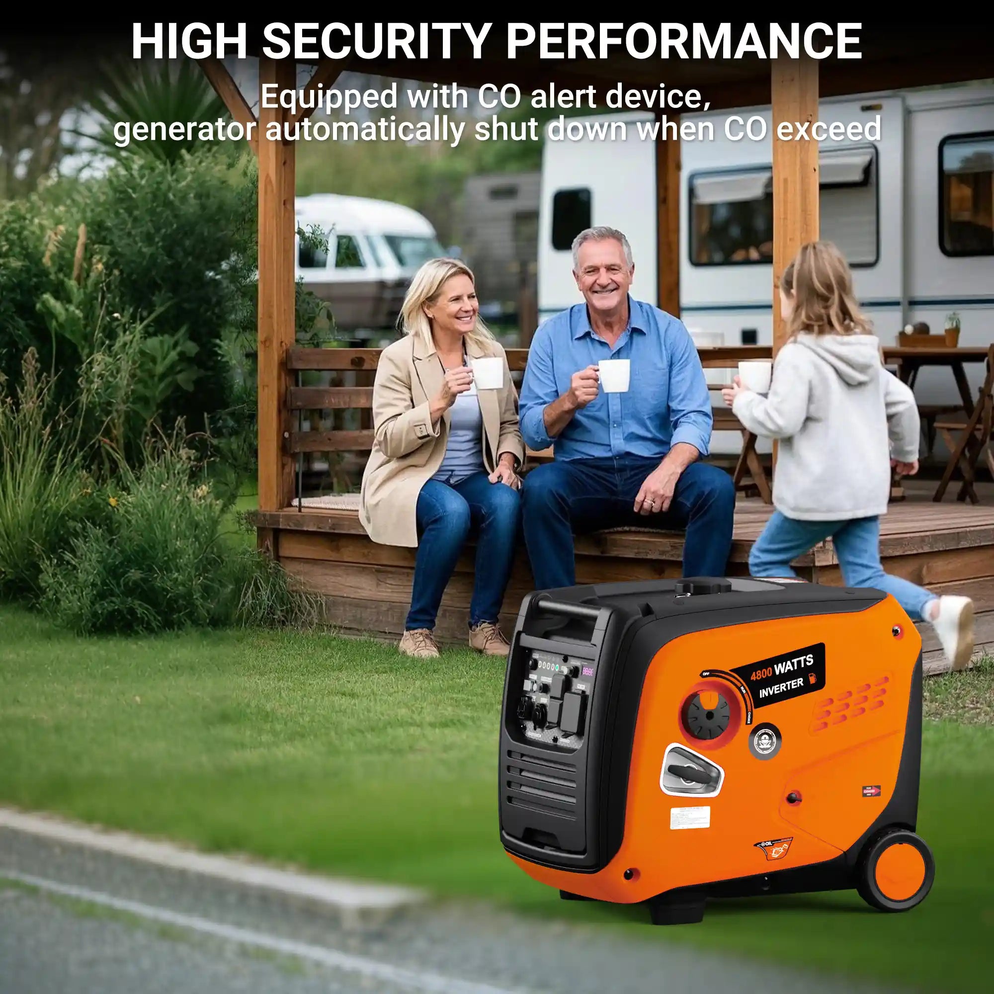 Efurden 4800W Portable Inverter Generator – Ultra-Quiet Gas Powered with ECO Mode & CO Sensor, EPA Compliant for RV, Camping & Home Backup