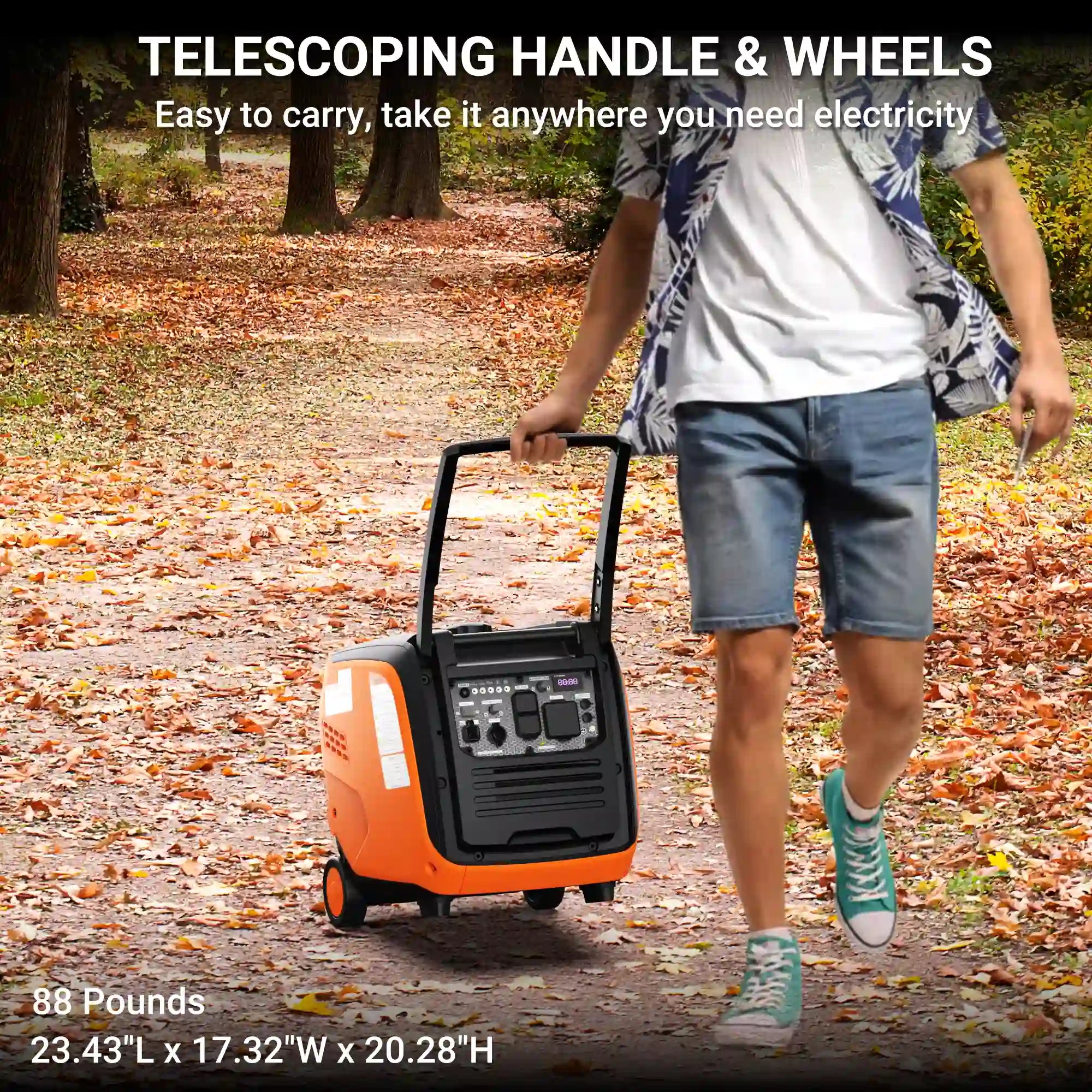 Efurden 4800W Portable Inverter Generator – Ultra-Quiet Gas Powered with ECO Mode & CO Sensor, EPA Compliant for RV, Camping & Home Backup