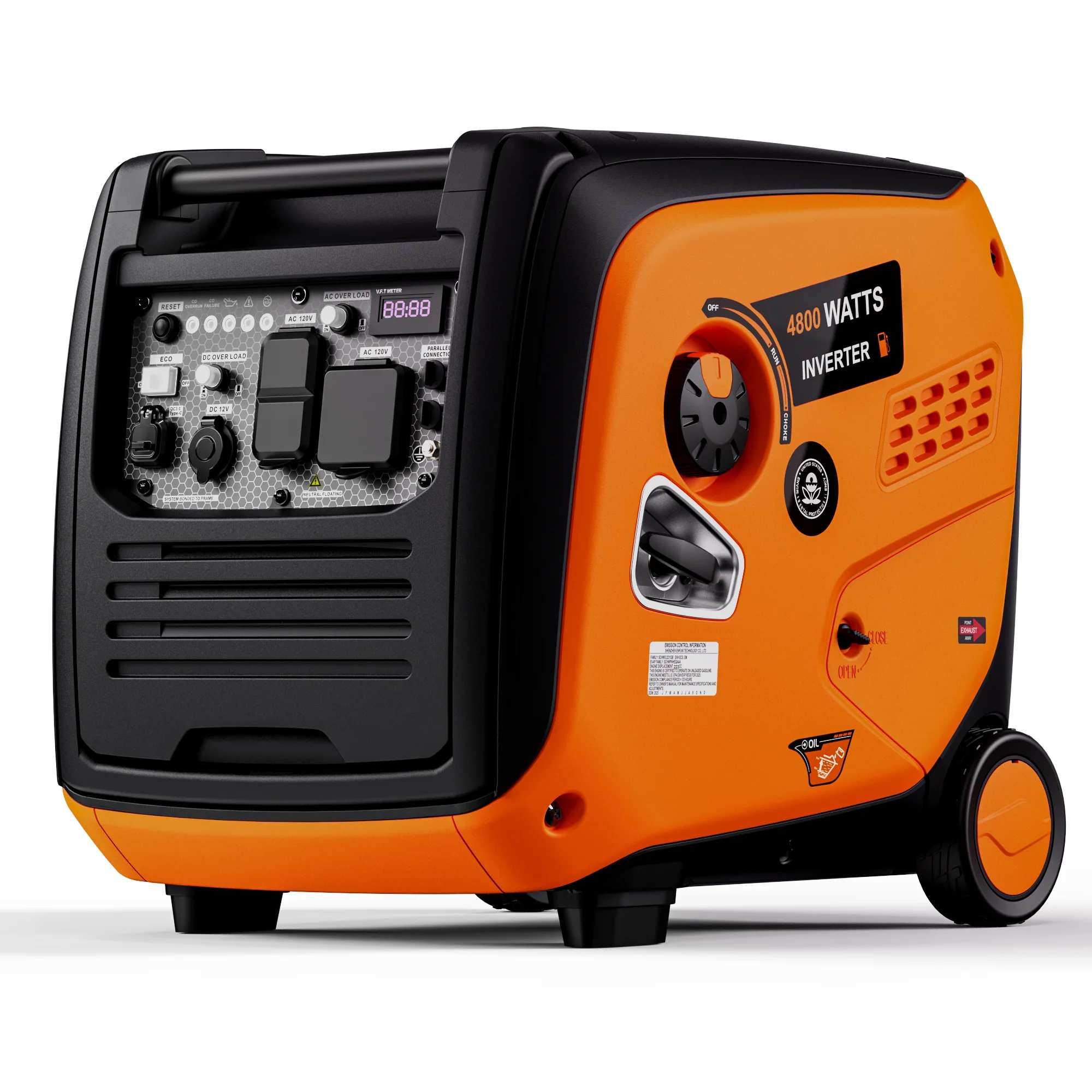 Efurden 4800W Portable Inverter Generator – Ultra-Quiet Gas Powered with ECO Mode & CO Sensor, EPA Compliant for RV, Camping & Home Backup