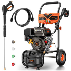 Efurden Gas Power Washer, 3500PSI, 2.3GPM, 212CC Engine, 4 Nozzles, Ideal for Cleaning Walls, Terraces, Vehicles, Gardens(Orange)