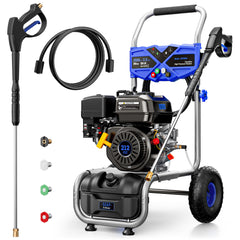 Efurden 3500PSI Gas Pressure Washer, 2.5GPM Gas Powered High Pressure Clean Machine with 212CC Engine, 4 Adjustable Nozzles for Cleaning Walls, Terraces, Vehicles, Gardens (Blue)