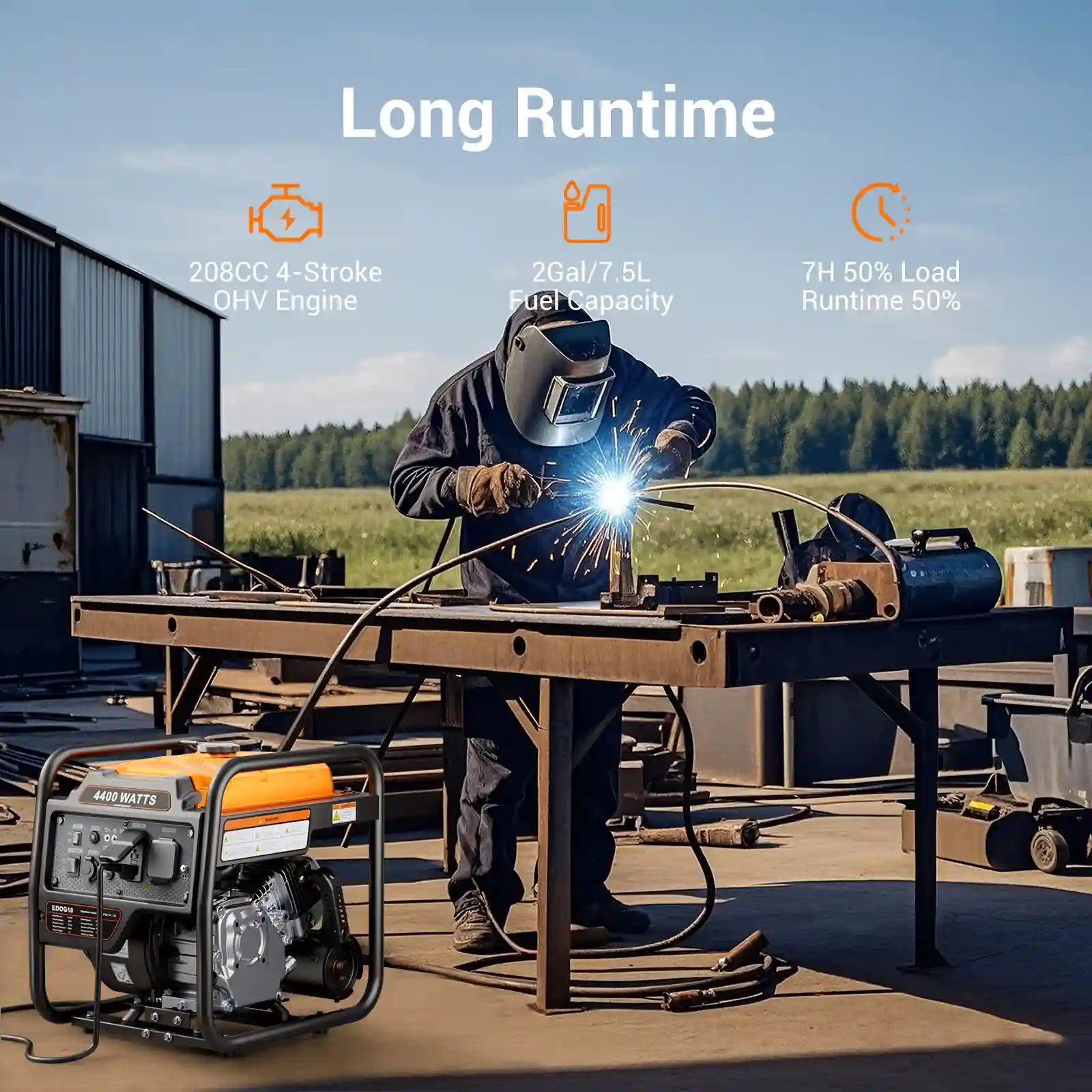 Efurden 4000W/4400W Portable Gasoline Inverter Generator | Overload Protection | ECO Mode |  EPA Compliant  – for Home Emergency Backup Power, Camping, and RV Use