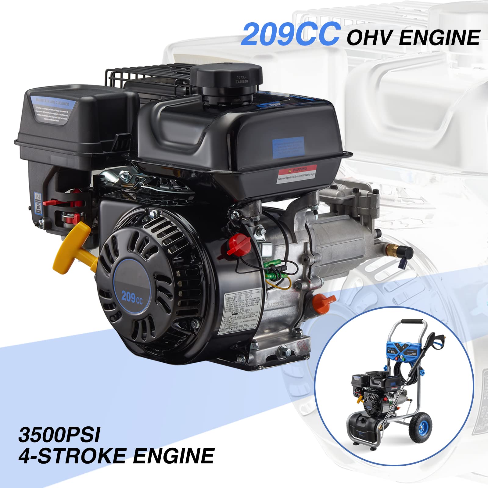 Efurden 3600 PSI 2.3 GPM Gas Pressure Washer with 209cc OHV Engine – for Walls, Terraces, Vehicles, and Garden